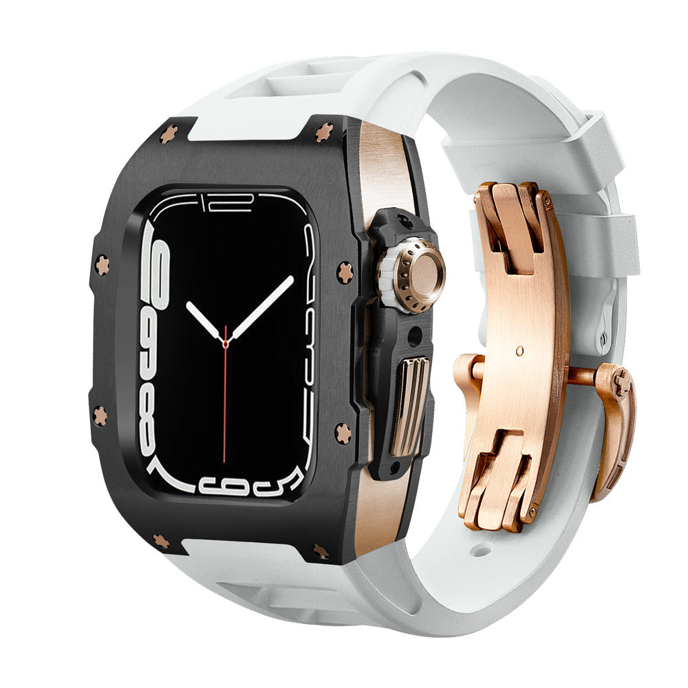 RM Series Fluororubber Band Stainless Steel Case Retrofit Kit For Apple Watch