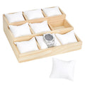 PH PandaHall Wooden Watch Tray, 3-Tier 9 Grids Watch Organizer Stepped Jewelry Tray Bracelet Bangle Display Case Holder Jewelry Show Trays with Adjustable Pillow for Men Women Watches Bracelet Stacks