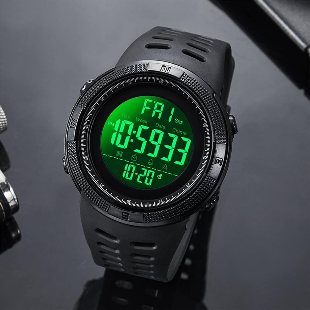 SKMEI Watch for Men,Military Sports Round Digital Watch with Waterproof Led Light Stopwatch Countdown Date Alarms Chronograph