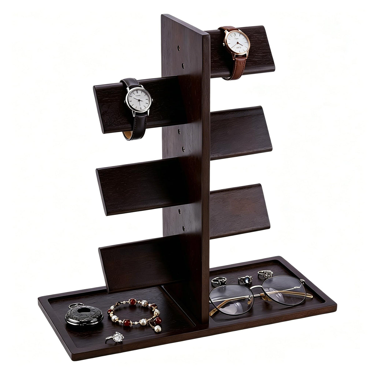 PH PandaHall Wooden Watch Holder Stand Watch Display Tower Watches Display Racks Multiple Watches Organizer Tabletop Jewelry Holder for Men Women Gifts Watch Bracelets Showcase Storage