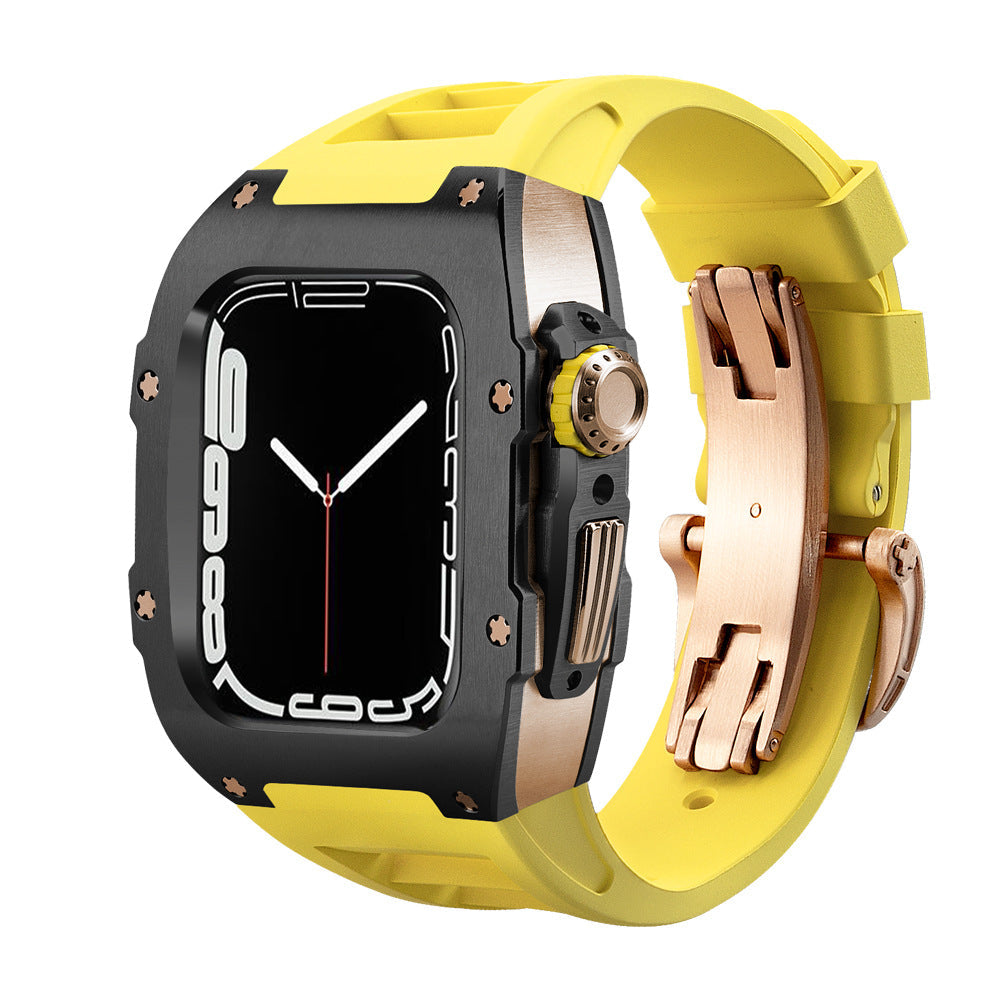 RM Series Fluororubber Band Stainless Steel Case Retrofit Kit For Apple Watch