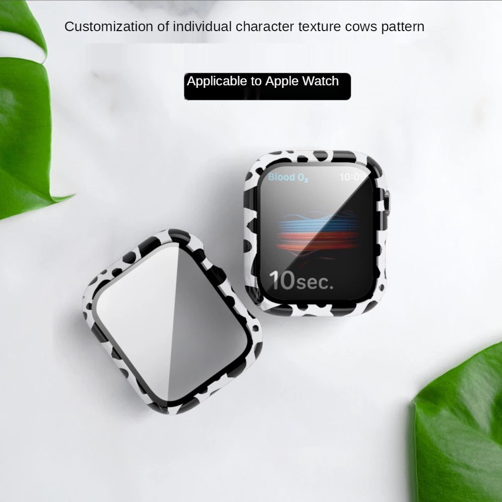 Printed Hard Case With Tempered Glass Screen Protector For Apple Watch Multiple Colors Available