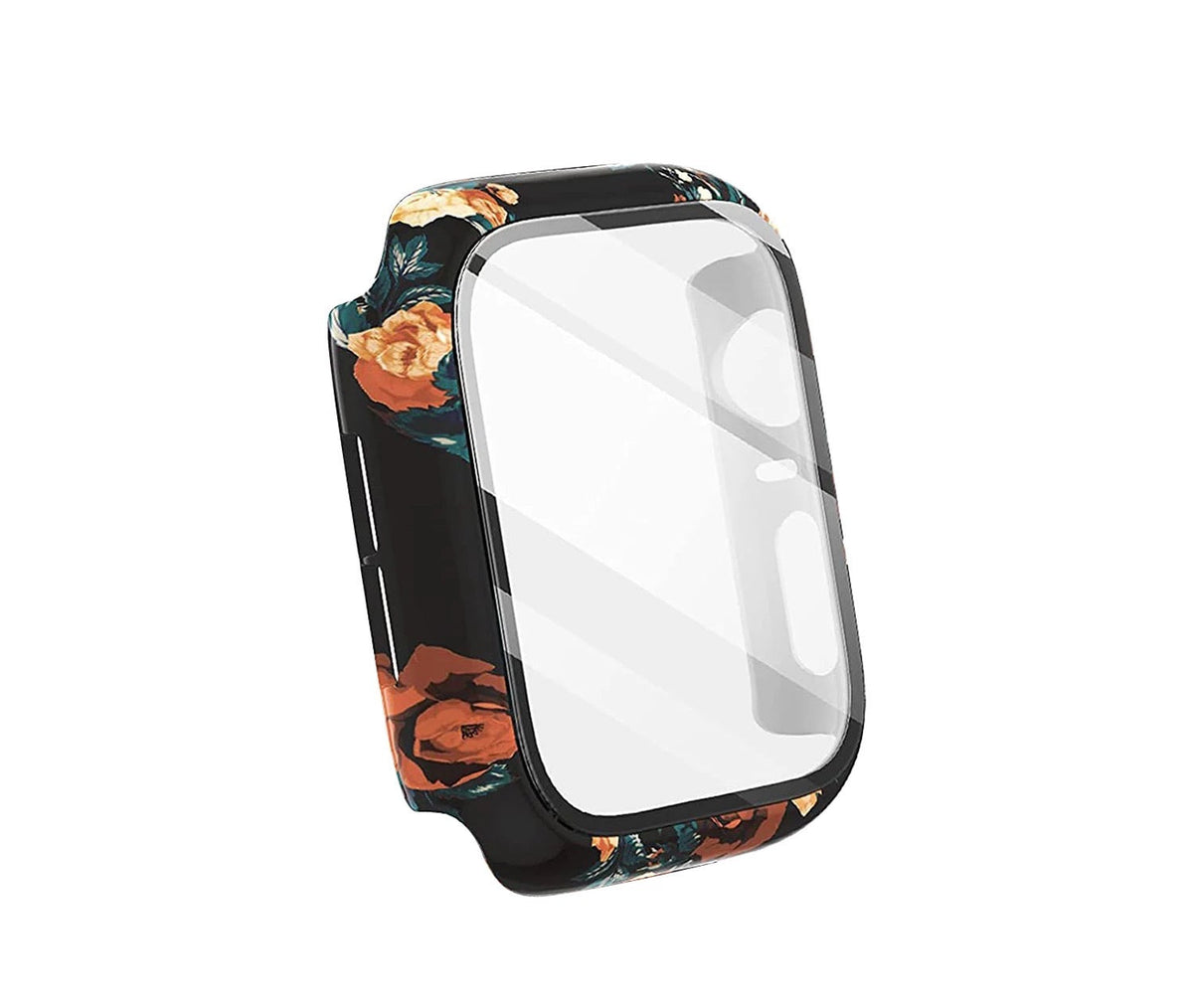 Printed Hard Case With Tempered Glass Screen Protector For Apple Watch Multiple Colors Available