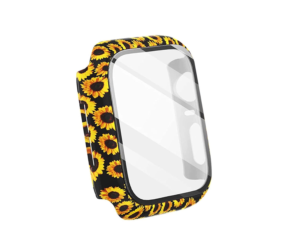 Printed Hard Case With Tempered Glass Screen Protector For Apple Watch Multiple Colors Available