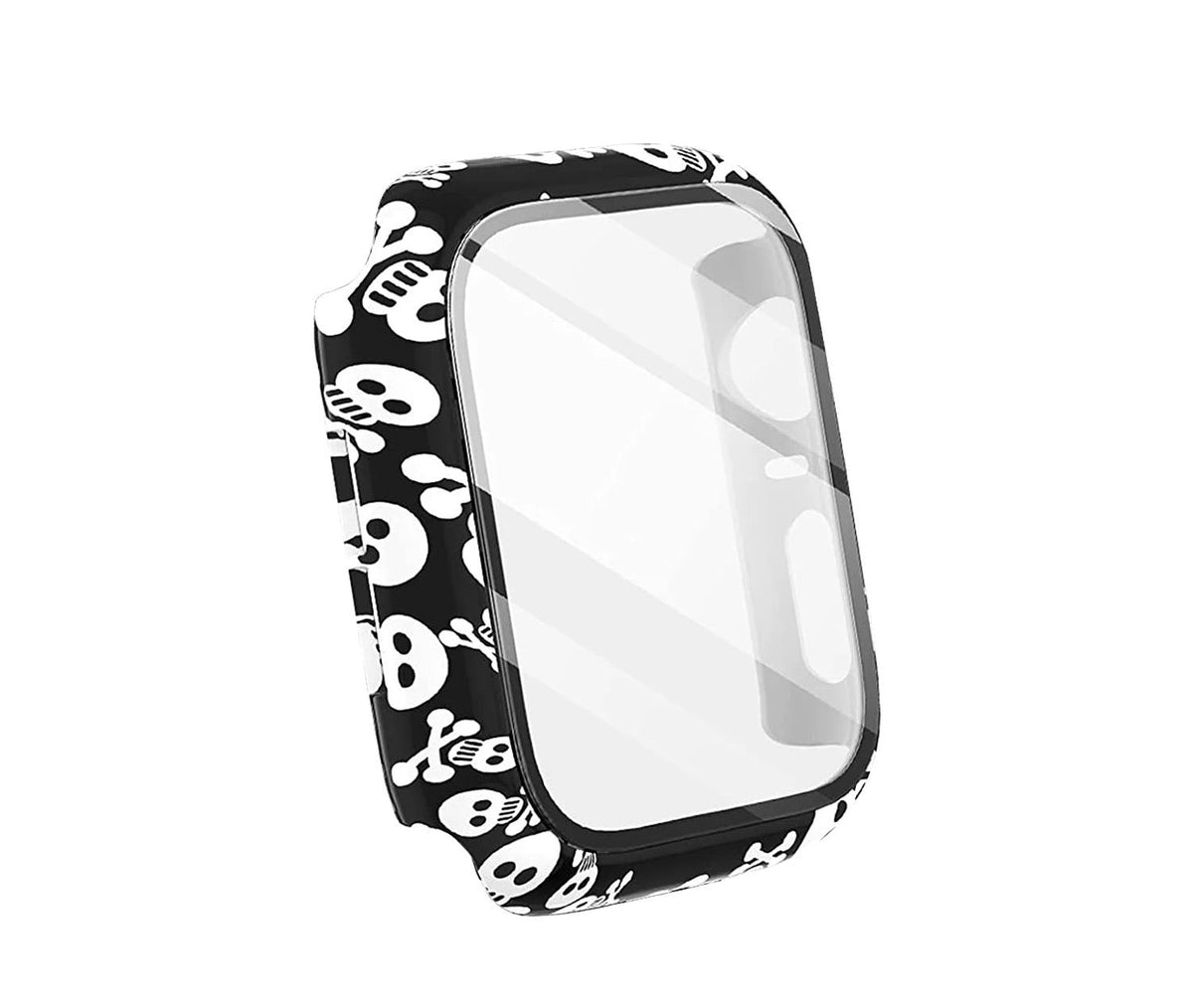 Printed Hard Case With Tempered Glass Screen Protector For Apple Watch Multiple Colors Available