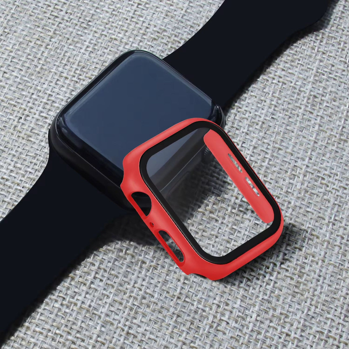 Hard Case With Tempered Glass Screen Protector For Apple Watch Multiple Colors Available