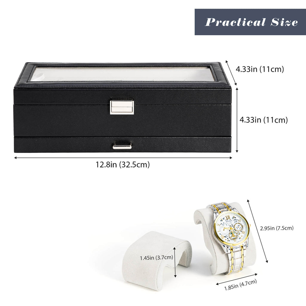 2-Layer Watch Box with Glass Lid, Jewelry Organizer Display Case | ProCase