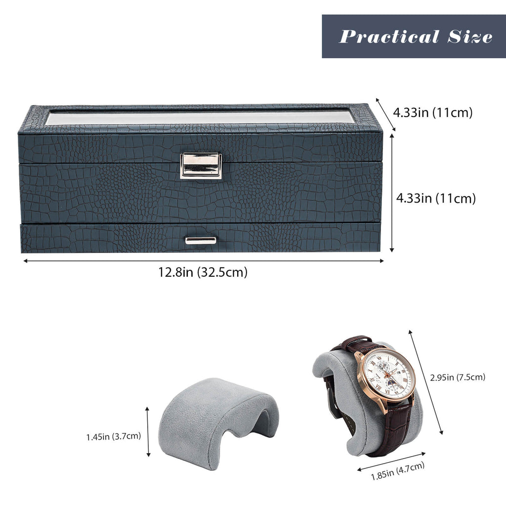 2-Layer Watch Box with Glass Lid, Jewelry Organizer Display Case | ProCase