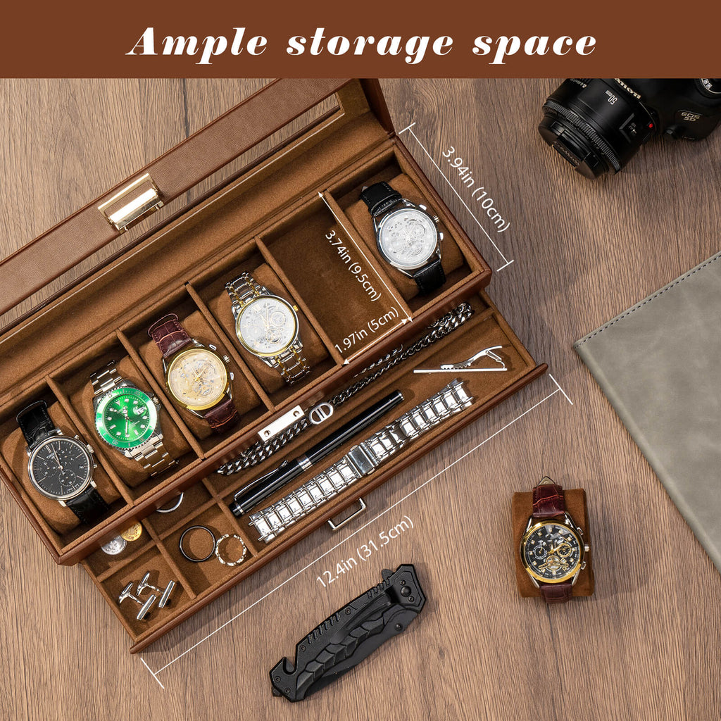 2-Layer Watch Box with Glass Lid, Jewelry Organizer Display Case | ProCase