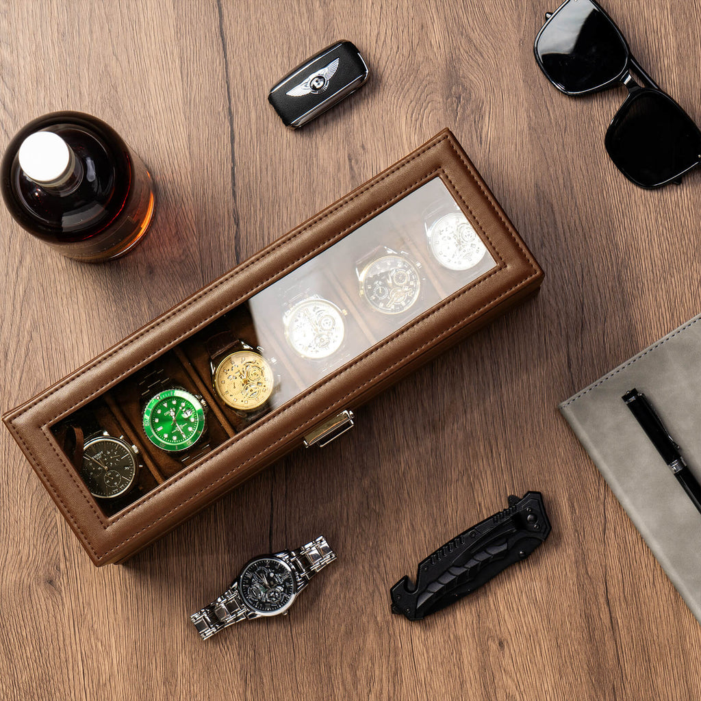 2-Layer Watch Box with Glass Lid, Jewelry Organizer Display Case | ProCase