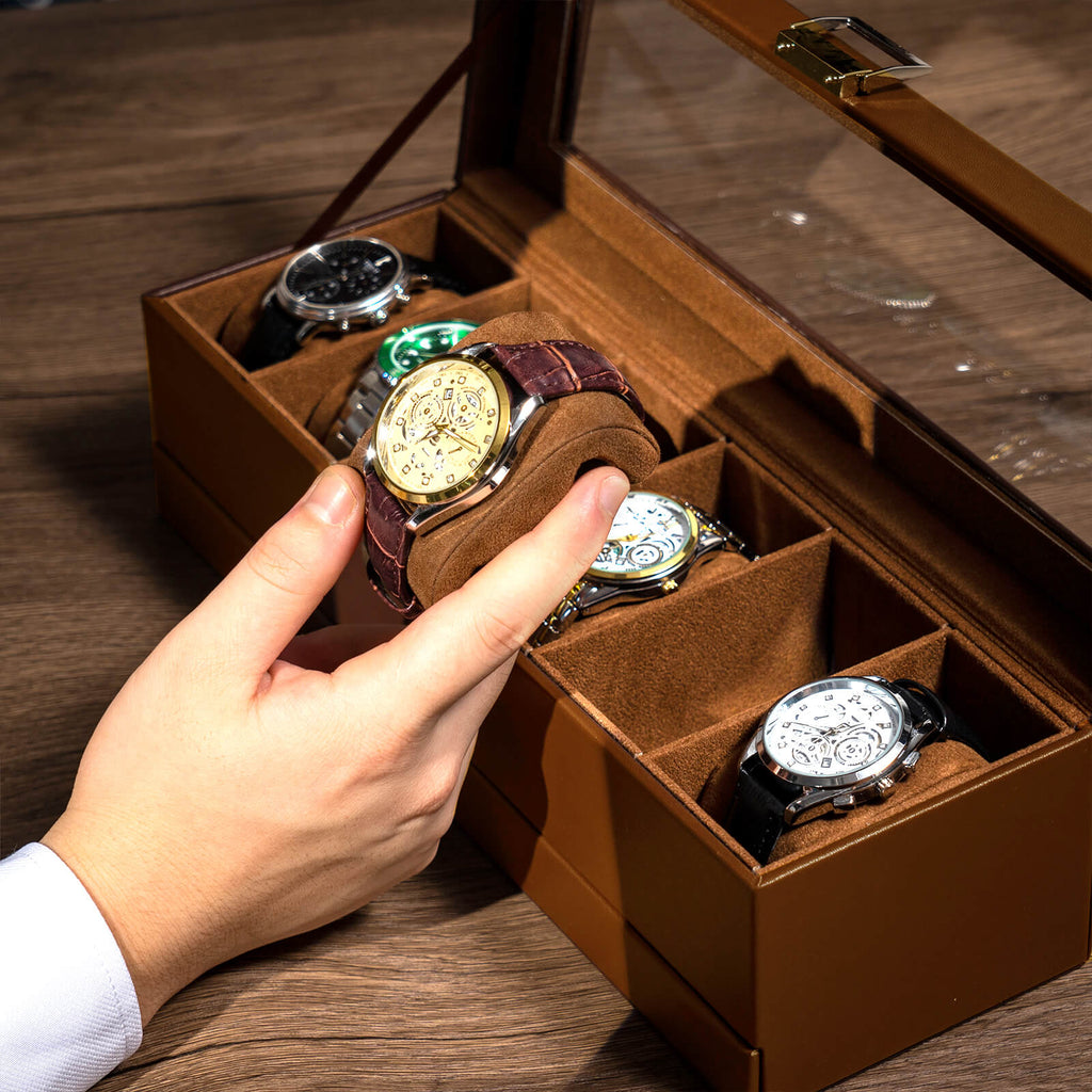 2-Layer Watch Box with Glass Lid, Jewelry Organizer Display Case | ProCase