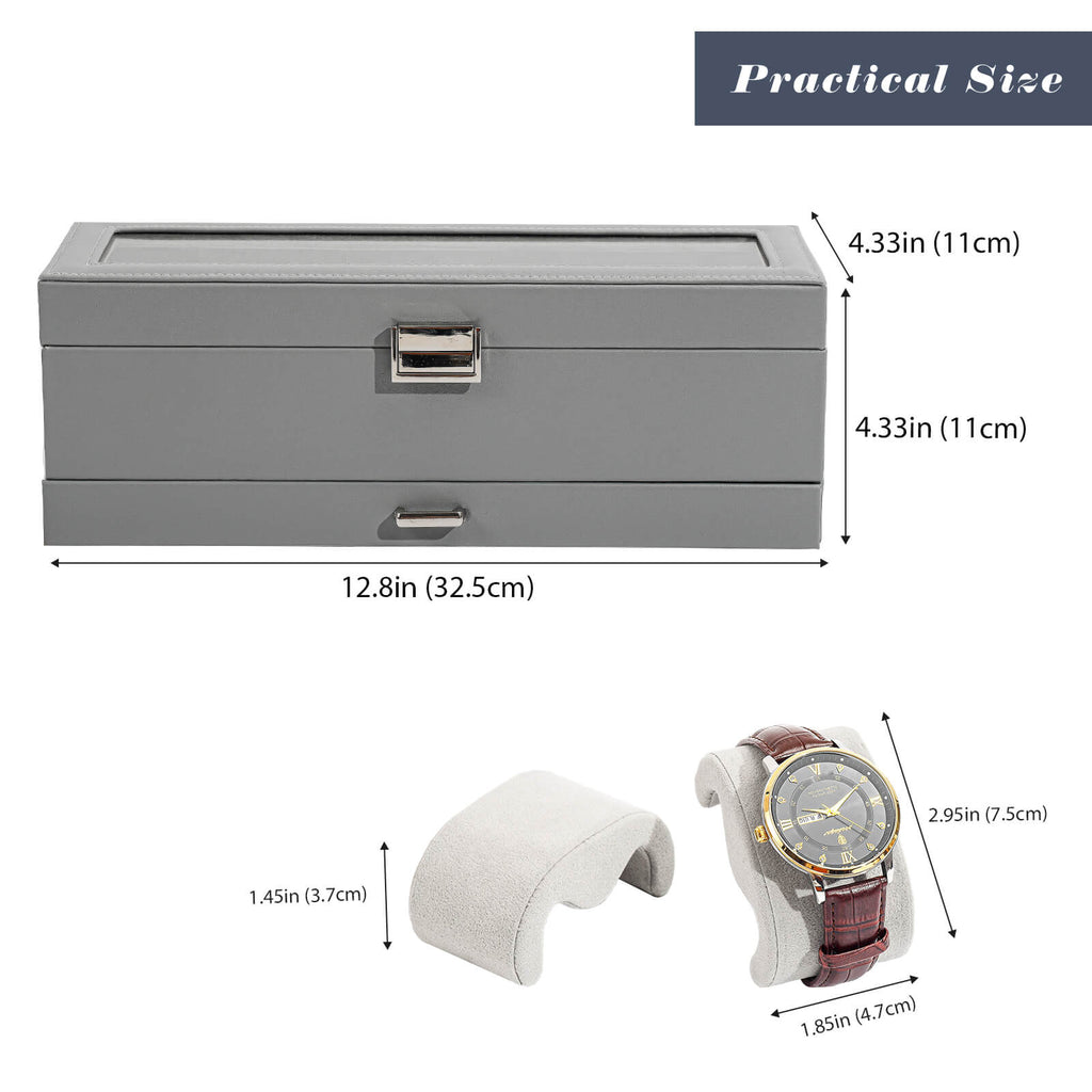 2-Layer Watch Box with Glass Lid, Jewelry Organizer Display Case | ProCase