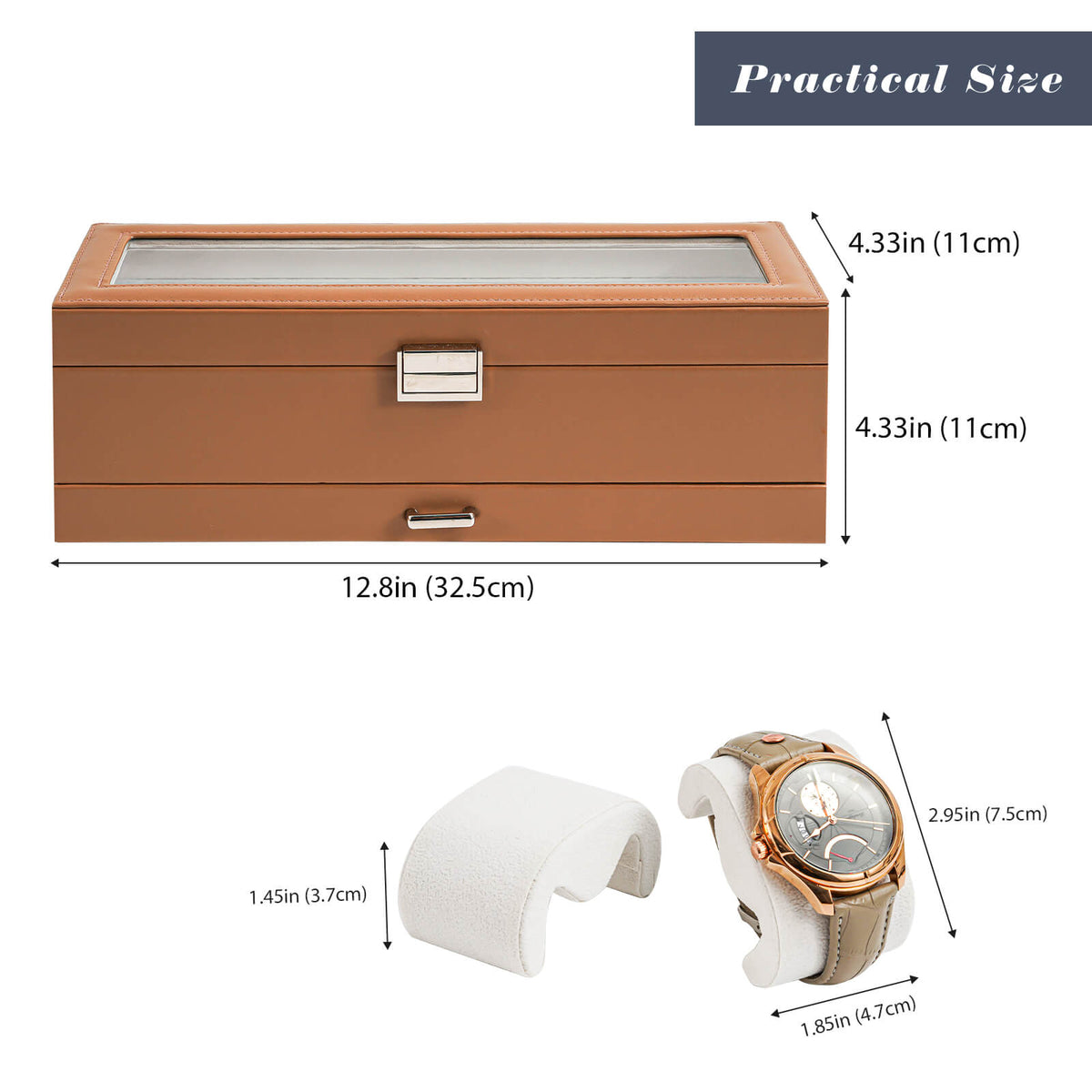 2-Layer Watch Box with Glass Lid, Jewelry Organizer Display Case | ProCase