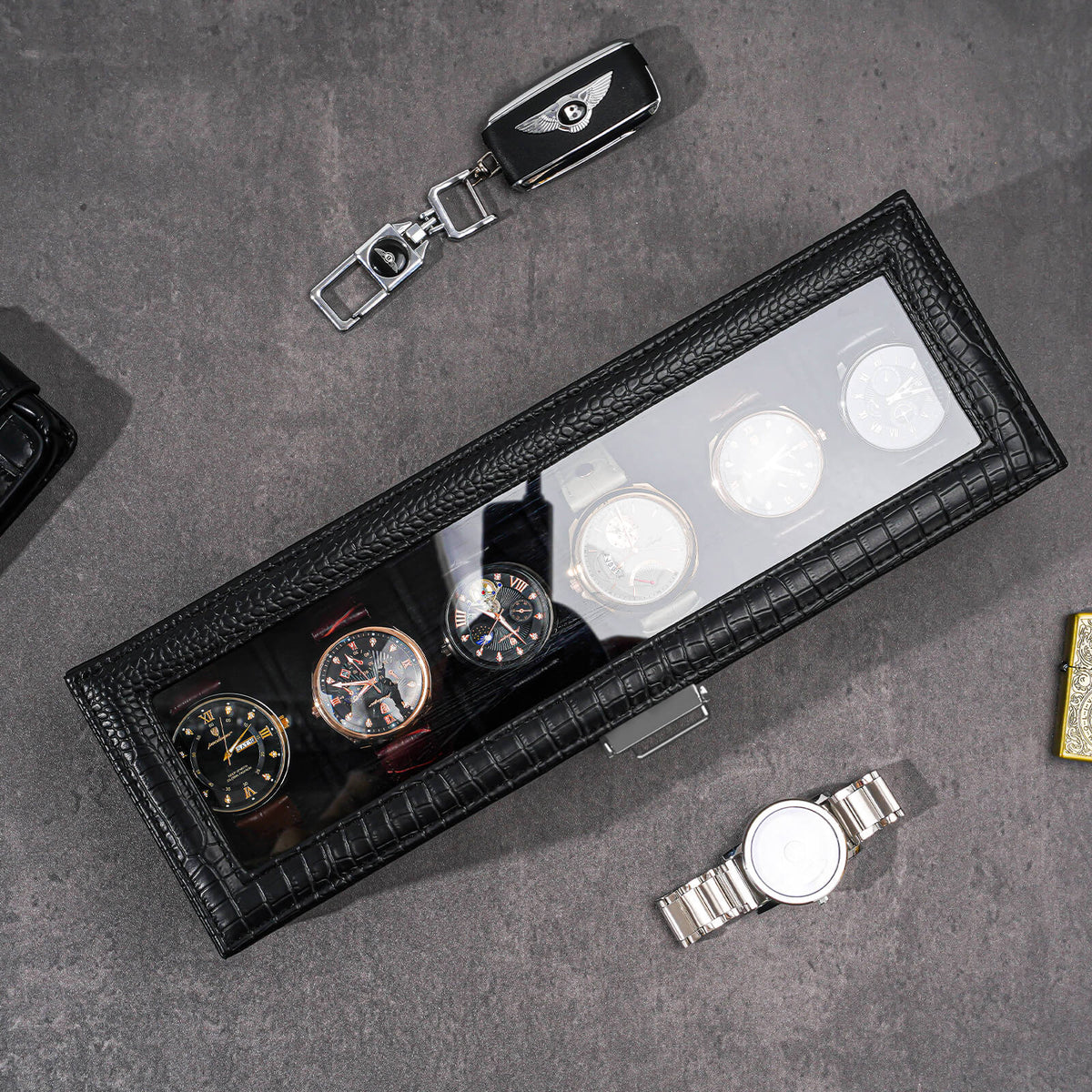2-Layer Watch Box with Glass Lid, Jewelry Organizer Display Case | ProCase