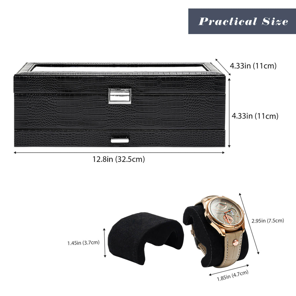 2-Layer Watch Box with Glass Lid, Jewelry Organizer Display Case | ProCase