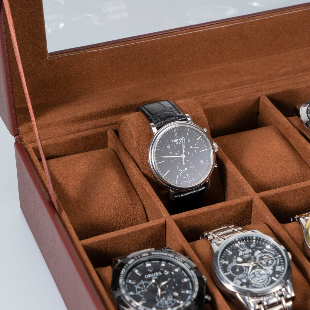 Watch Box with Glass Lid, 3-18 Slots PU Leather Watch Storage Organizer & Display Case | ProCase