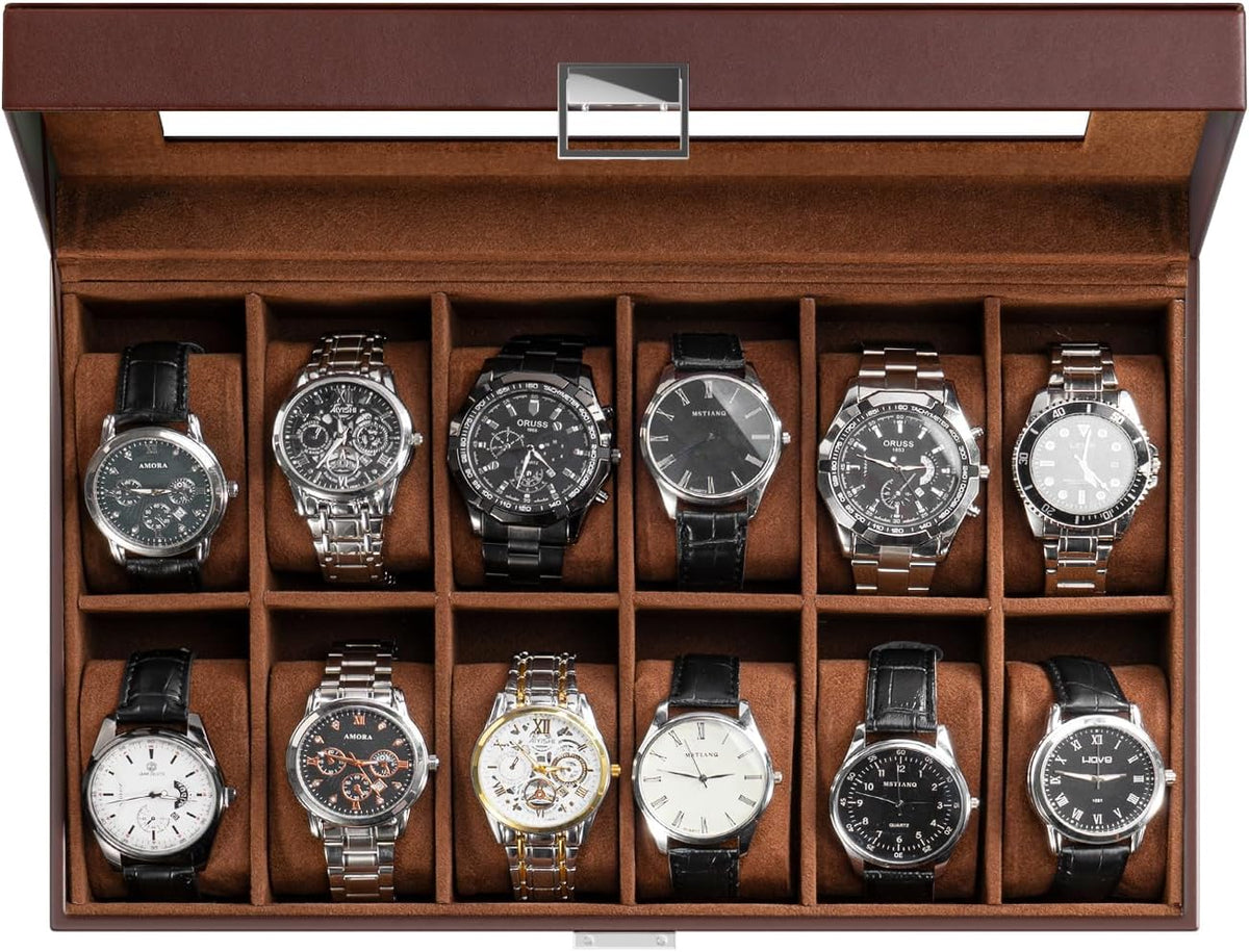 Watch Box with Glass Lid, 3-18 Slots PU Leather Watch Storage Organizer & Display Case | ProCase