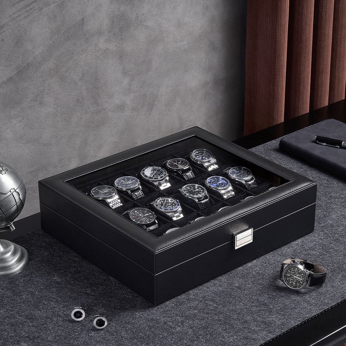 Watch Box with Glass Lid, 3-18 Slots PU Leather Watch Storage Organizer & Display Case | ProCase