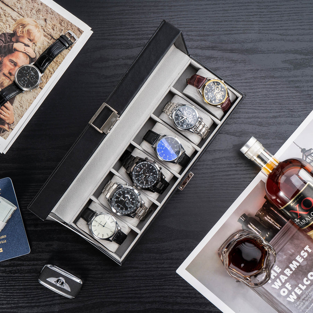 Watch Box with Glass Lid, 3-18 Slots PU Leather Watch Storage Organizer & Display Case | ProCase