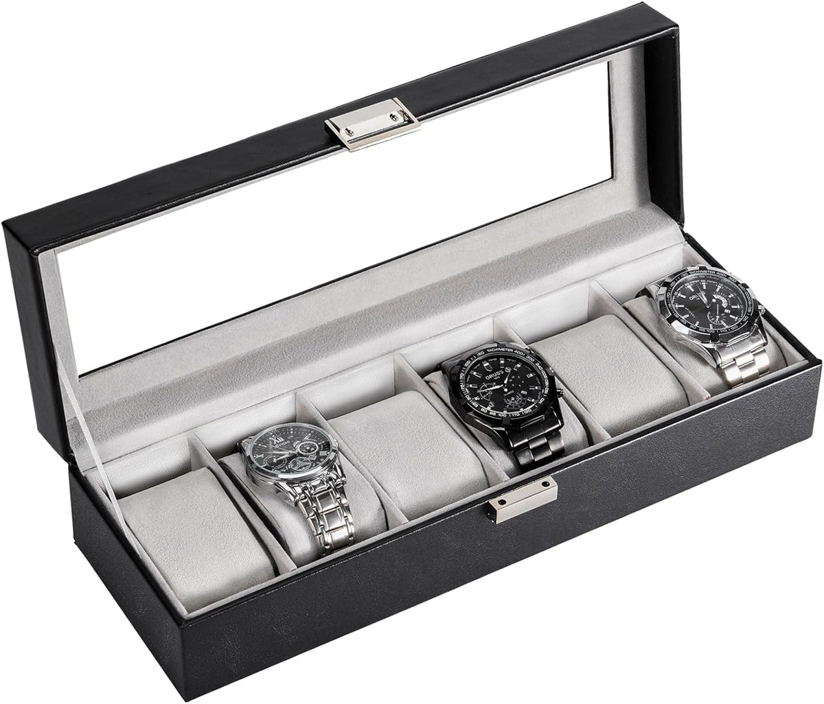 Watch Box with Glass Lid, 3-18 Slots PU Leather Watch Storage Organizer & Display Case | ProCase