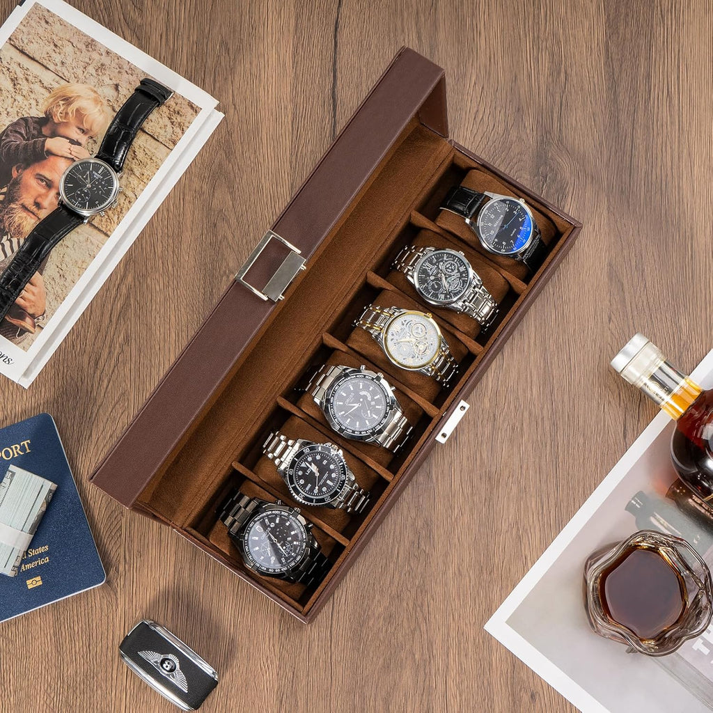 Watch Box with Glass Lid, 3-18 Slots PU Leather Watch Storage Organizer & Display Case | ProCase
