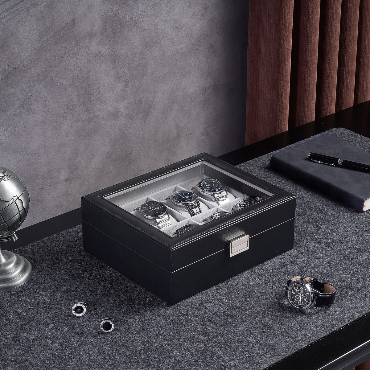 Watch Box with Glass Lid, 3-18 Slots PU Leather Watch Storage Organizer & Display Case | ProCase