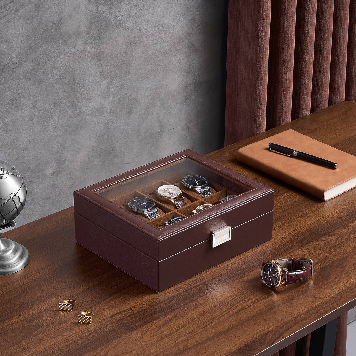 Watch Box with Glass Lid, 3-18 Slots PU Leather Watch Storage Organizer & Display Case | ProCase