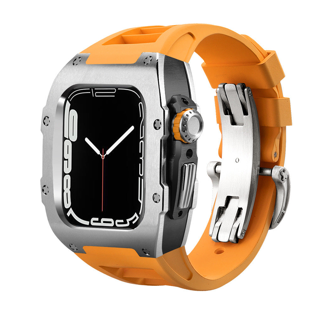 RM Series Fluororubber Band Stainless Steel Case Retrofit Kit For Apple Watch