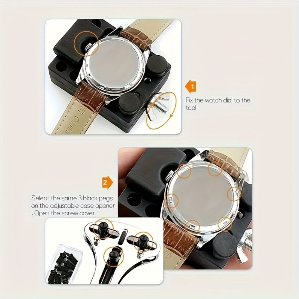 Watch Repair Kit with Case Opening and Strap Adjustment Tools in a 72 Piece Set for a Home Workbench