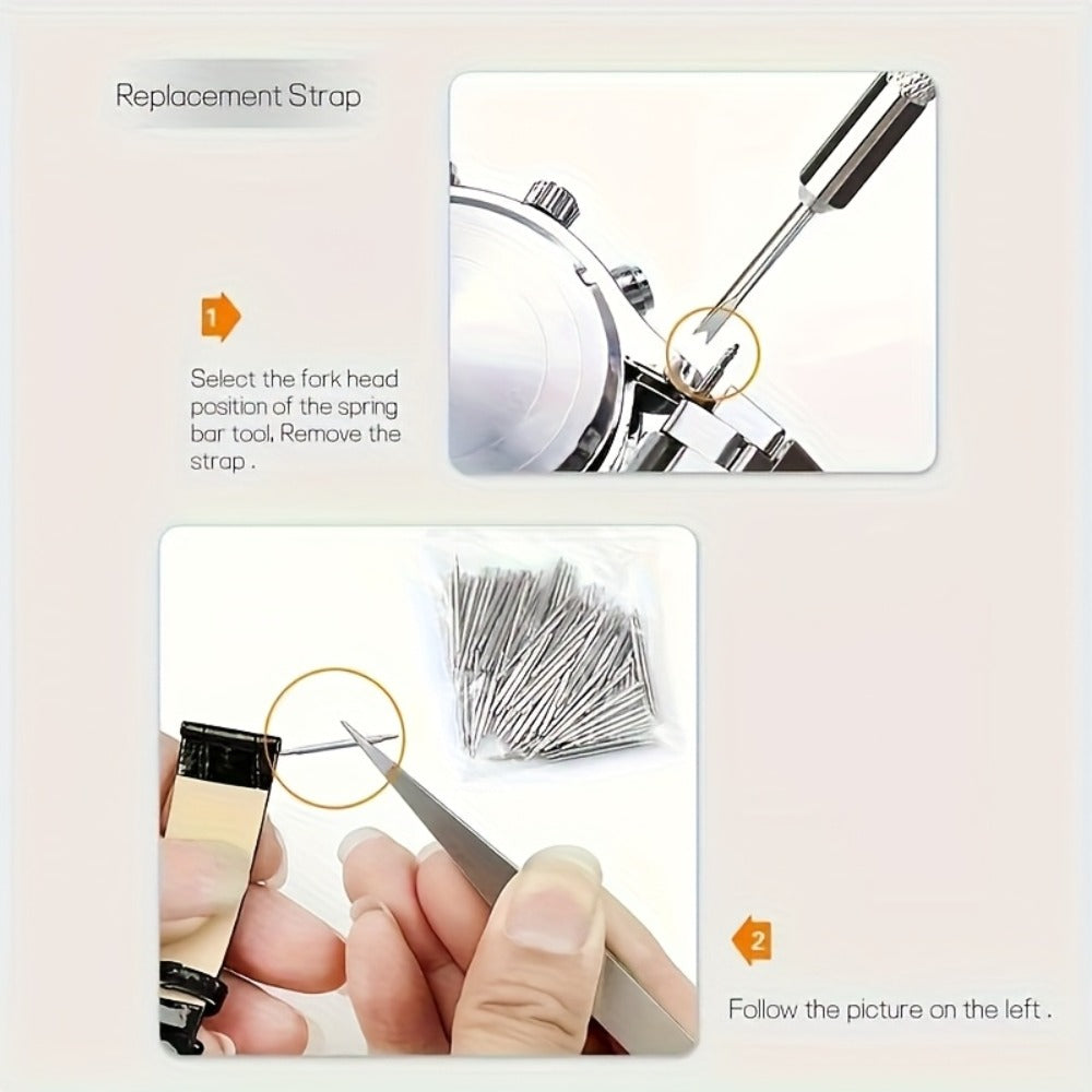 Watch Repair Kit with Case Opening and Strap Adjustment Tools in a 72 Piece Set for a Home Workbench