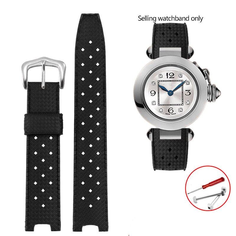 Rubber Silicone Notched Strap for Cartier Pasha