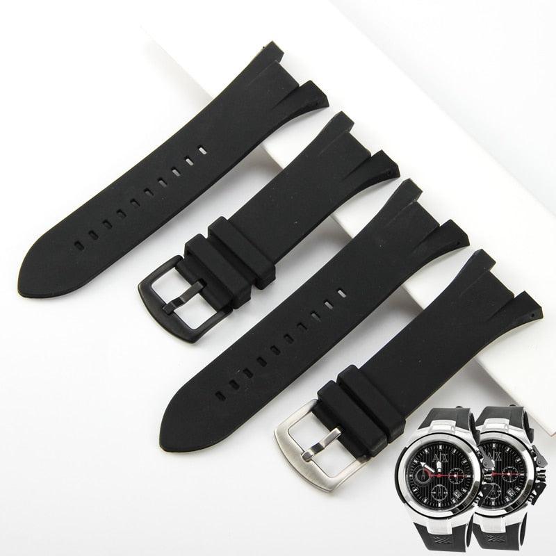 Silicone Notched Watchband for Armani AX