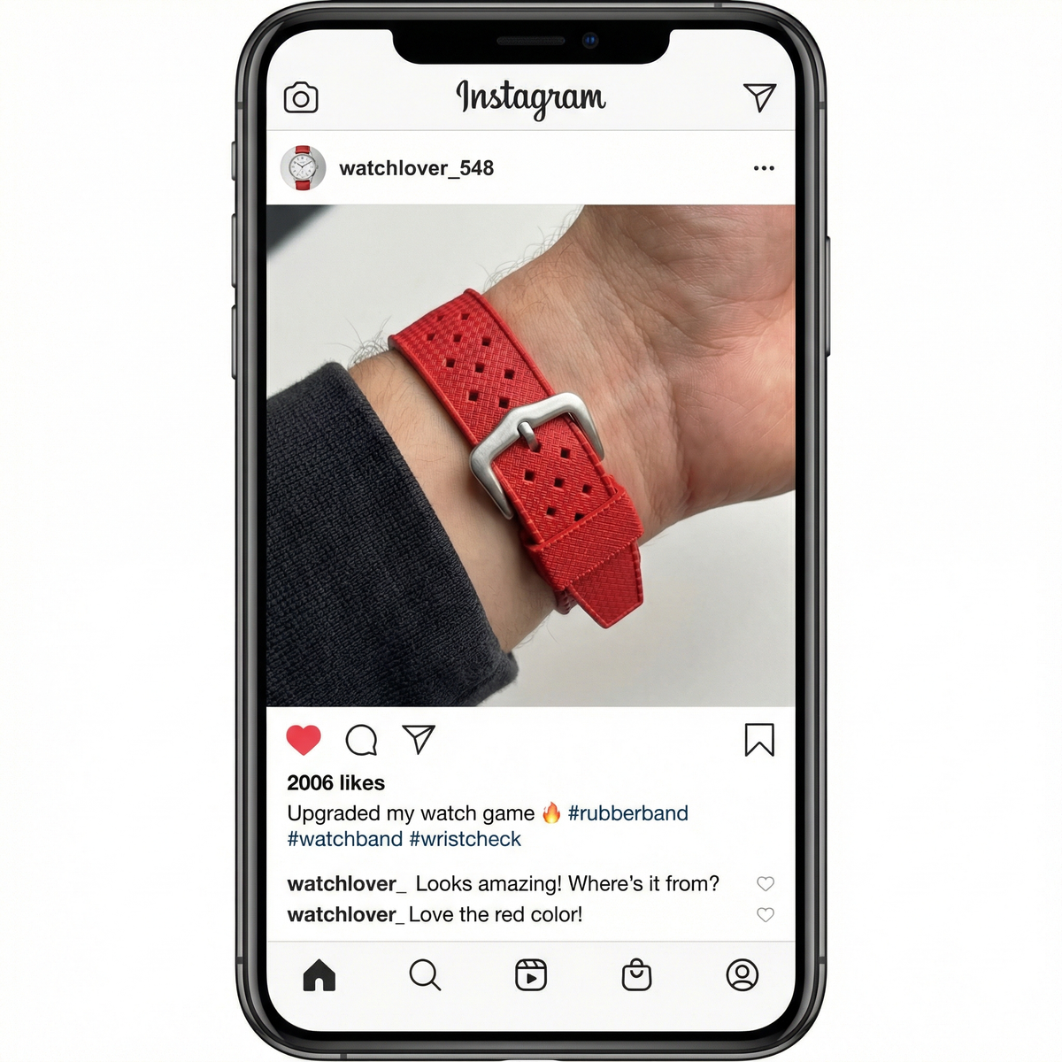 Rubber Silicone Notched Strap for Cartier Pasha